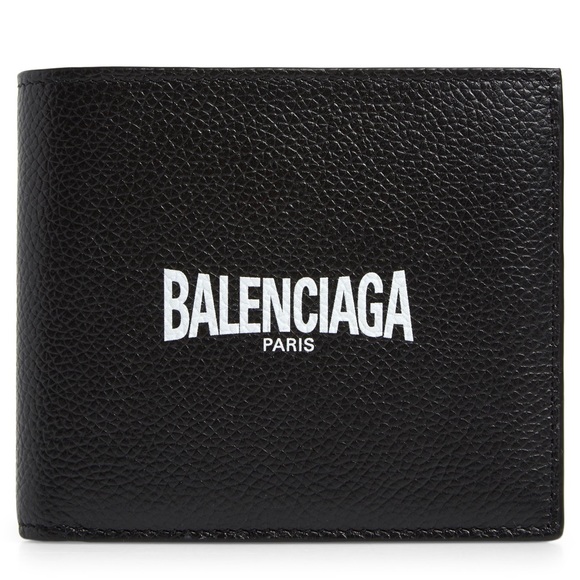 Balenciaga Logo Leather Bifold Wallet - Picture 1 of 4